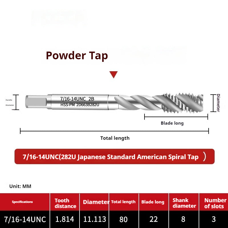 2124-282U American Japanese Standard Powder Screw Machine Tapping Tip Tapping Series Powder High Speed Steel Tap Shandong Denso Pricision Tools Co.,Ltd.